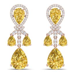 35.67 CTW Royalty Canary Citrine & VS Diamond Earrings 18K Rose Gold - REF-290T9X - 38617