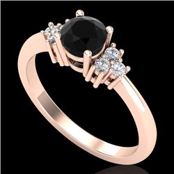 0.75 CTW Fancy Black Diamond Solitaire Engagement Classic Ring 18K Rose Gold - REF-70X9T - 37584