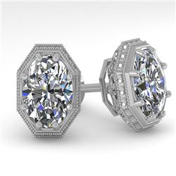 2 CTW VS/SI Oval Cut Diamond Stud Earrings 18K White Gold - REF-499N3Y - 35982