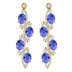 16.23 CTW Royalty Tanzanite & VS Diamond Earrings 18K Yellow Gold - REF-354N5Y - 38987