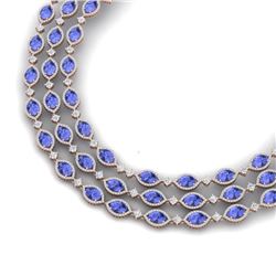79.33 CTW Royalty Tanzanite & VS Diamond Necklace 18K Rose Gold - REF-1781M8F - 38950