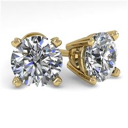 3 CTW Certified VS/SI Diamond Stud Earrings 14K Yellow Gold - REF-921H3W - 38381