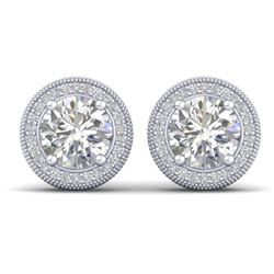 4 CTW Certified VS/SI Diamond Art Deco Stud Earrings 18K White Gold - REF-1102Y8N - 32786