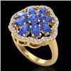 Image 1 : 3 CTW Tanzanite & VS/SI Diamond Cluster Designer Halo Ring 10K Yellow Gold - REF-67H5W - 20790