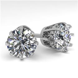 4.0 CTW VS/SI Diamond Stud Solitaire Earrings 14K White Gold - REF-1936W4H - 29556