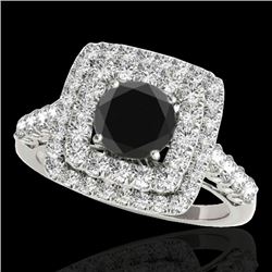 2.05 CTW Certified Vs Black Diamond Solitaire Halo Ring 10K White Gold - REF-114N2Y - 34588