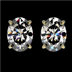 2.50 CTW Certified VS/SI Quality Oval Diamond Stud Earrings 10K Yellow Gold - REF-663T2X - 33113