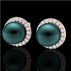 0.50 CTW Micro Halo VS/SI Diamond & Peacock Pearl Earrings 14K Rose Gold - REF-53K3R - 21498
