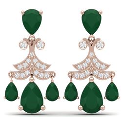 11.97 CTW Royalty Emerald & VS Diamond Earrings 18K Rose Gold - REF-176K4R - 38716