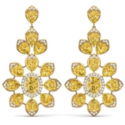48.67 CTW Royalty Canary Citrine & VS Diamond Earrings 18K Yellow Gold - REF-381N8Y - 39059