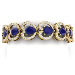 32.15 CTW Royalty Sapphire & VS Diamond Bracelet 18K Yellow Gold - REF-672T8X - 38693