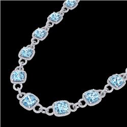 66 CTW Topaz & Micro VS/SI Diamond Certified Eternity Necklace 14K White Gold - REF-805T3X - 23052