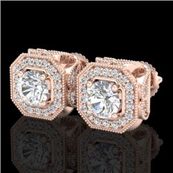 2.75 CTW VS/SI Diamond Solitaire Art Deco Stud Earrings 18K Rose Gold - REF-472M8F - 37323