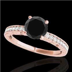 1.18 CTW Certified Vs Black Diamond Solitaire Antique Ring 10K Rose Gold - REF-49R8K - 34607