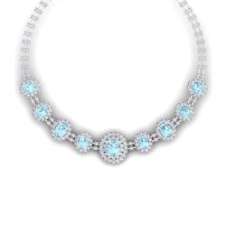 47.10 CTW Royalty Sky Topaz & VS Diamond Necklace 18K White Gold - REF-1509R3K - 38802