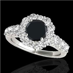2.9 CTW Certified Vs Black Diamond Solitaire Halo Ring 10K White Gold - REF-122M5F - 33394