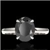 Image 1 : 5 CTW Black VS/SI Diamond Designer Inspired Solitaire Ring 18K White Gold - REF-124T9X - 22055