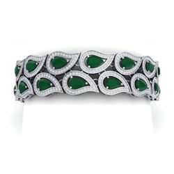 21.6 CTW Royalty Emerald & VS Diamond Bracelet 18K White Gold - REF-818H2W - 39480