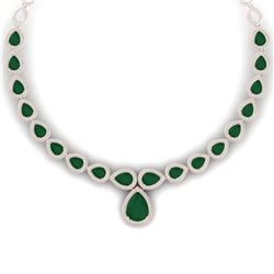 51.41 CTW Royalty Emerald & VS Diamond Necklace 18K Rose Gold - REF-1018T2X - 39421