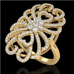 2.25 CTW Micro Pave VS/SI Diamond Designer Inspired Ring 18K Yellow Gold - REF-191X3T - 20888