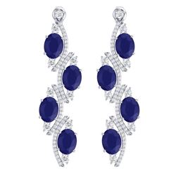 16.12 CTW Royalty Sapphire & VS Diamond Earrings 18K White Gold - REF-272N8Y - 38982