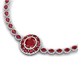 43.54 CTW Royalty Ruby & VS Diamond Necklace 18K White Gold - REF-981K8R - 39276