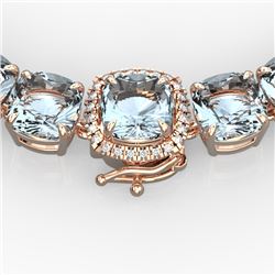 87 CTW Aquamarine & VS/SI Diamond Necklace 14K Rose Gold - REF-726F9M - 23337