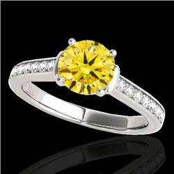 1.5 CTW Certified Si Fancy Intense Yellow Diamond Solitaire Ring 10K White Gold - REF-174Y5N - 34932