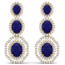 17.51 CTW Royalty Sapphire & VS Diamond Earrings 18K Yellow Gold - REF-345F5M - 39209