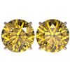 Image 1 : 5 CTW Certified Intense Yellow SI Diamond Solitaire Stud Earrings 10K Rose Gold - REF-1390F5M - 3315