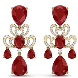 58.73 CTW Royalty Designer Ruby & VS Diamond Earrings 18K Yellow Gold - REF-636H4W - 38675