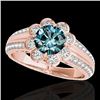 Image 1 : 2.05 2.05 CTW SI Certified Fancy Blue Diamond Solitaire Halo Ring 10K Rose Gold - REF-263R6K - 34483