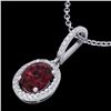 Image 2 : 2 CTW Garnet & Micro Pave VS/SI Diamond Necklace Solitaire Halo 18K White Gold - REF-58M2F - 20661
