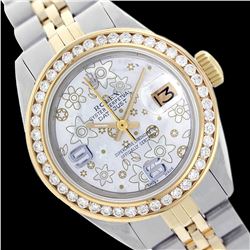 Rolex Ladies Two Tone 14K Gold/SS, Arabic Dial with Diamond Bezel, Saph Crystal - REF-388F4M