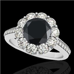 2 CTW Certified Vs Black Diamond Solitaire Halo Ring 10K White Gold - REF-94F8M - 33251