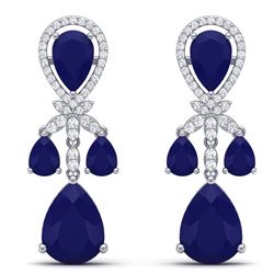 38.29 CTW Royalty Sapphire & VS Diamond Earrings 18K White Gold - REF-418X2T - 38610