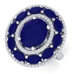 8.05 CTW Royalty Designer Sapphire & VS Diamond Ring 18K White Gold - REF-143K6R - 39243