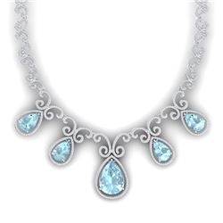 40.45 CTW Royalty Sky Topaz & VS Diamond Necklace 18K White Gold - REF-1036F4M - 39534