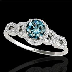 1.33 CTW SI Certified Fancy Blue Diamond Solitaire Ring 10K White Gold - REF-161R8K - 35318