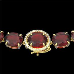 145 CTW Garnet & VS/SI Diamond Halo Micro Solitaire Necklace 14K Yellow Gold - REF-455H6W - 22298