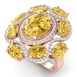 7.68 CTW Royalty Canary Citrine & VS Diamond Ring 18K Rose Gold - REF-178R2K - 39307