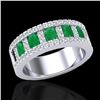Image 2 : 2.34 CTW Emerald & Micro Pave VS/SI Diamond Designer Ring 10K White Gold - REF-67M3F - 20824