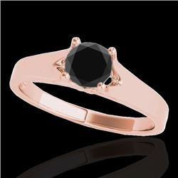1.5 CTW Certified Vs Black Diamond Solitaire Ring 10K Rose Gold - REF-51H5W - 35168
