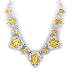 71.48 CTW Royalty Canary Citrine & VS Diamond Necklace 18K White Gold - REF-963K6R - 38757