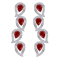 16.44 CTW Royalty Designer Ruby & VS Diamond Earrings 18K White Gold - REF-336F4M - 39453