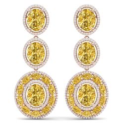 29.71 CTW Royalty Canary Citrine & VS Diamond Earrings 18K Rose Gold - REF-354N5Y - 39271