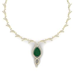 23.43 CTW Royalty Emerald & VS Diamond Necklace 18K Yellow Gold - REF-890T9X - 39497