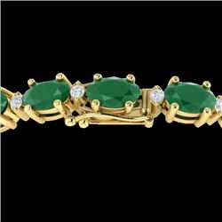 23.5 CTW Emerald & VS/SI Certified Diamond Eternity Bracelet 10K Yellow Gold - REF-143K6R - 29367