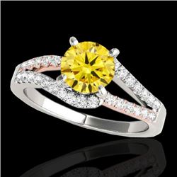 1.4 CTW Certified Si Fancy Yellow Diamond Solitaire Ring 2 Tone 10K White & Rose Gold - REF-176T4X -
