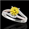 Image 1 : 1.4 CTW Certified Si Fancy Yellow Diamond Solitaire Ring 2 Tone 10K White & Rose Gold - REF-176T4X -